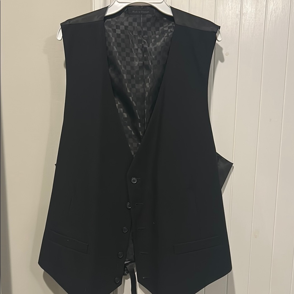 Black Tailored V-Neck Vest with Adjustable Strap